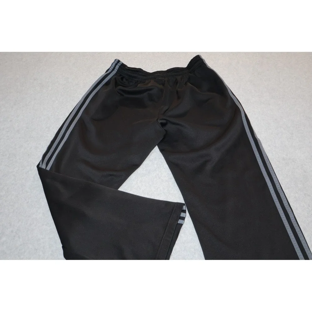 Adidas Track Gym Pants Mens Large Black Gray 3-Stripe Athletic Gym Training